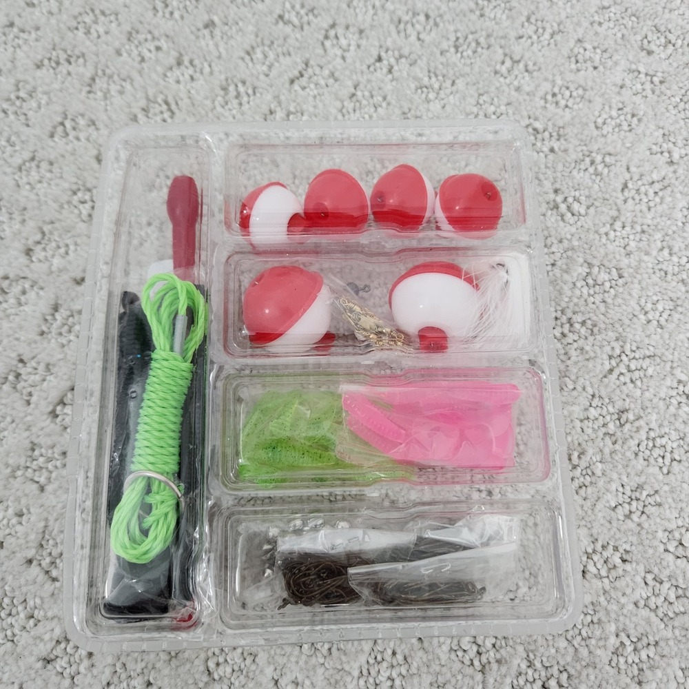 Fishing Tackle Kit with‎ Bobbers Lures Hooks Sinkers and Stringer Set NEW